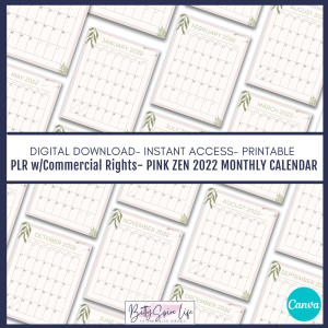 Pink Zen 2022 Monthly Calendar & BONUS Planner Sheets