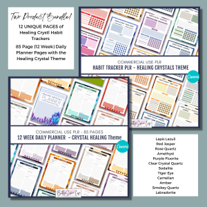 Healing Crystals Two Pack: Habit Trackers & Daily Planner Pages