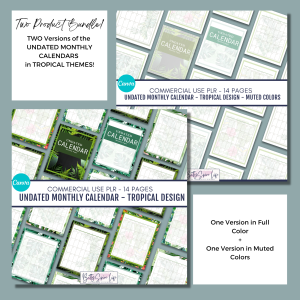 Undated Monthly Calendar 2 Pack - Tropical & Muted