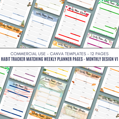 Habit Tracker's Weekly Planner Pages: Monthly Design V1